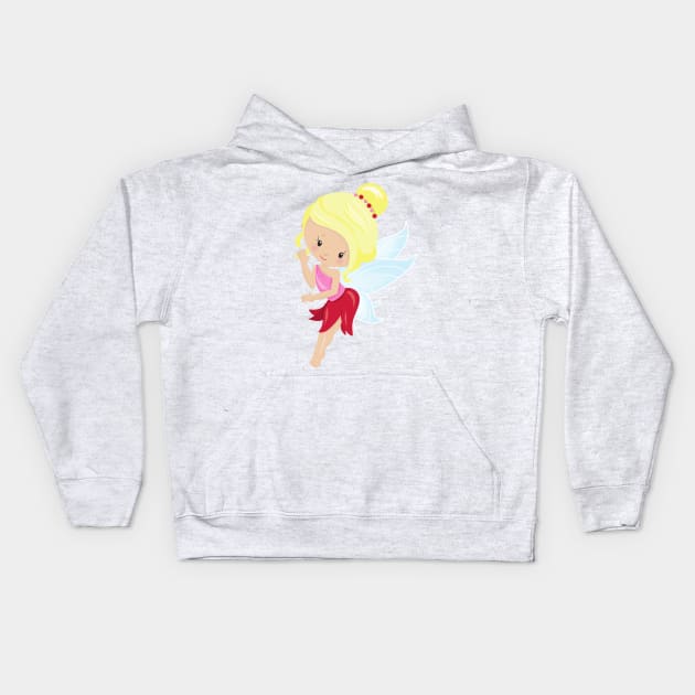 Cute Fairy, Forest Fairy, Magic Fairy, Blonde Hair Kids Hoodie by Jelena Dunčević